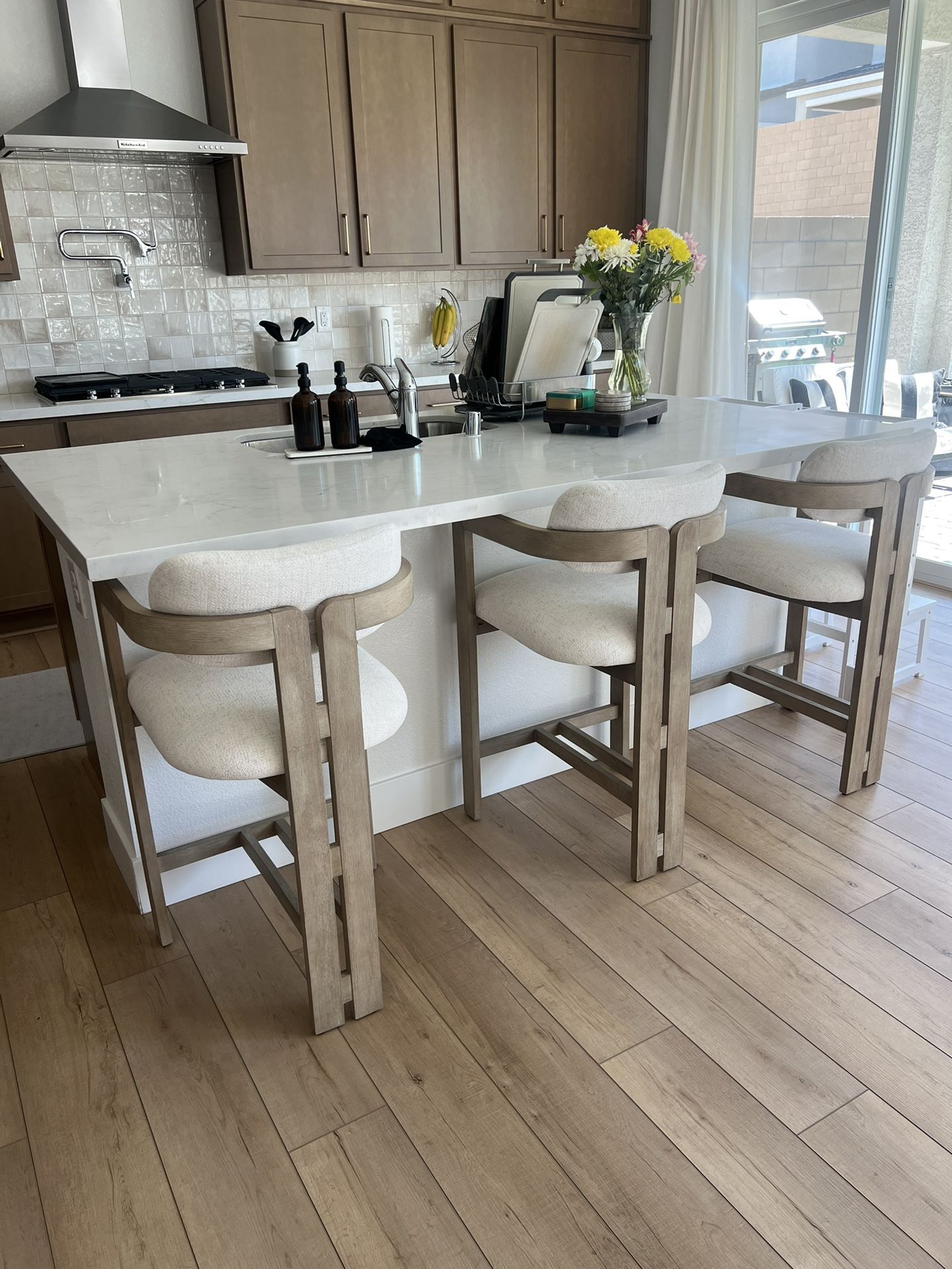Counter Stools New Arhaus Dupe Cream Wood