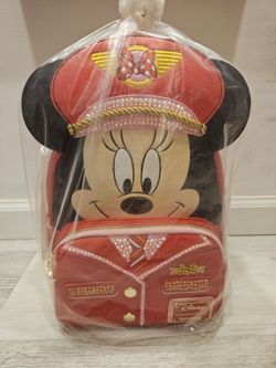 Bedazzled Minnie Mouse Pilot Loungfly Bag with Wallet