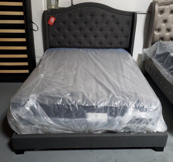 Elegant Gray Bed Frame (All Sizes)