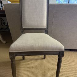 Restoration Hardware vintage French Square Back Dining chair - Belgian linen sand color with Brown Oak finish 