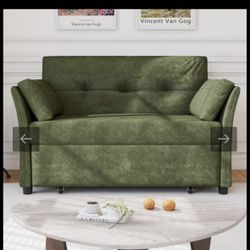 Convertible Sofa Bed, 51" Sleeper Sofa With Pull-Out Bed,Futon Couch With Adjustable Backrest And Side Pocket, Tool-Free Assembly, Loveseat For L