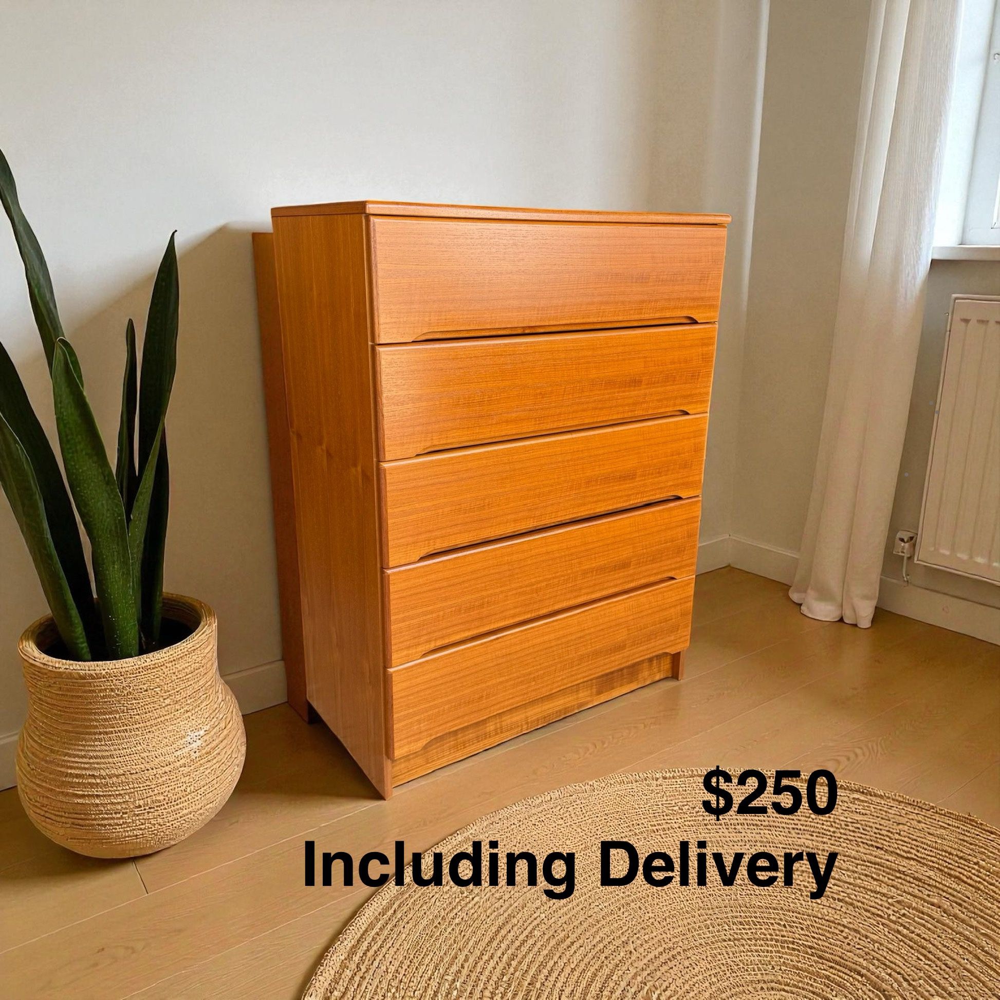 Vintage Danish 5 Drawer Dresser — $250 Delivered 🚚