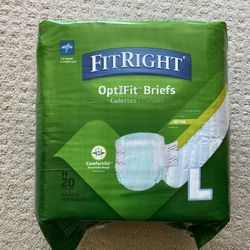 Adult Diapers - Unopened/Unused: Medline FitRight OptiFit Briefs Underwear L 20 count