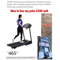 New in box XTERRA TR150 Fitness Premium Folding Smart Treadmill, Compact Design, 250+ LB Weight Capacity, Powerful Motor, XTERRA+ Fitness  $350 cash o