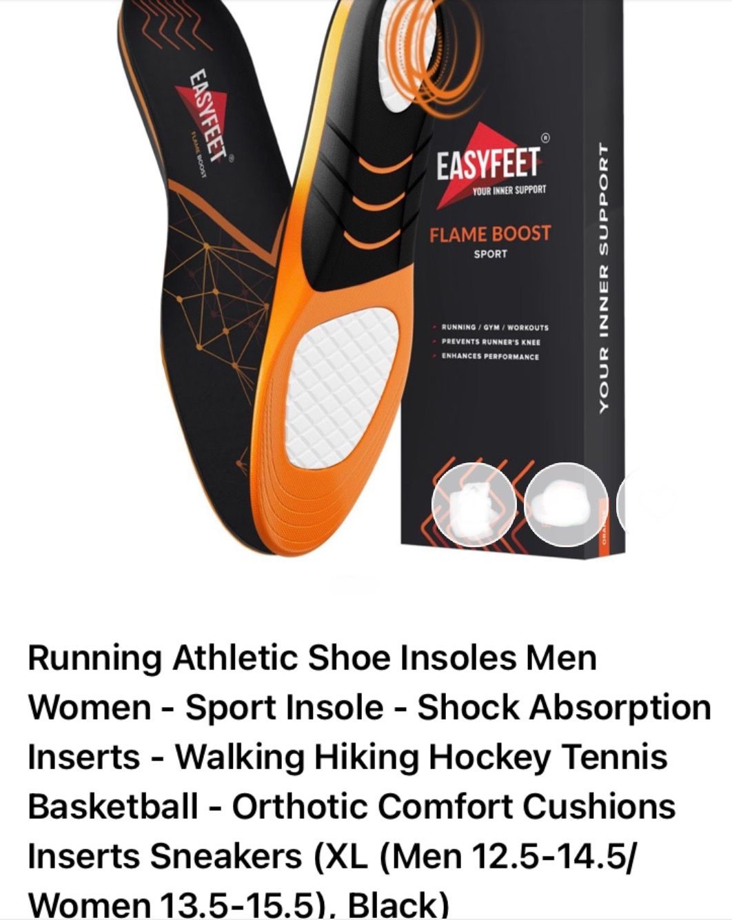 EasyFeet Flame Boost Sport Insoles XL