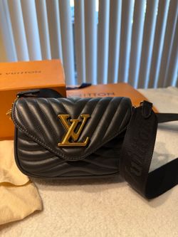Louis Vuitton Black Quilted Logo Crossbody Bag w/ Chain Strap