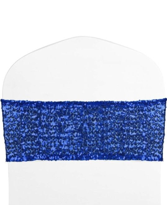 49 Royal Blue Glitter Chair Sashes Cover Stretch Spandex Sequins Wedding Party Decor