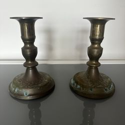 5.5” Tall Brass Candlestick Holders