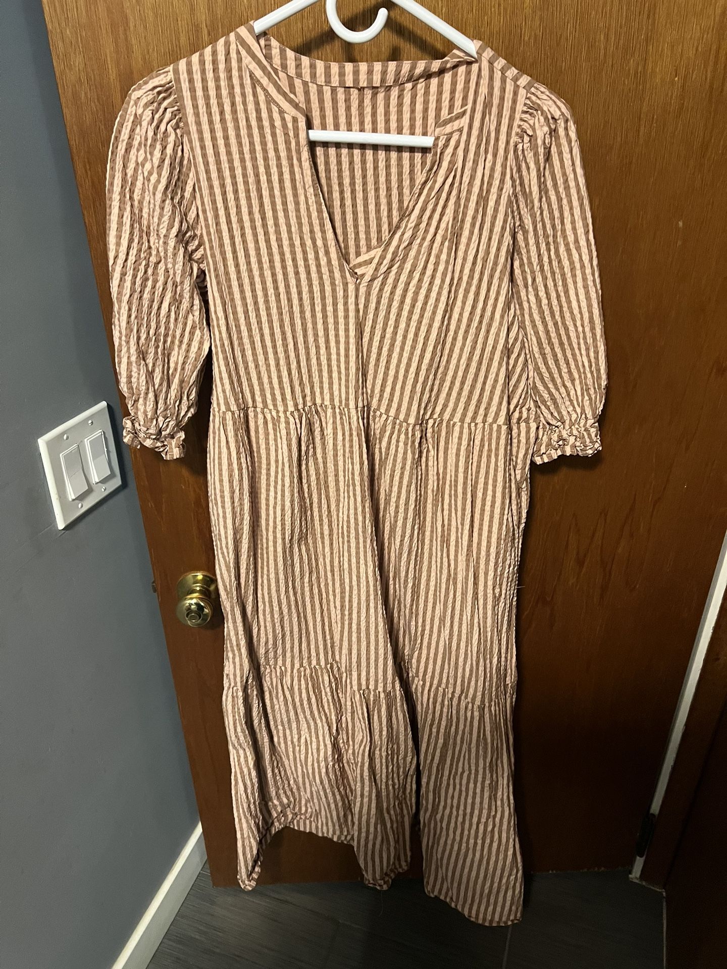 Peach and Brown Striped Nightgown