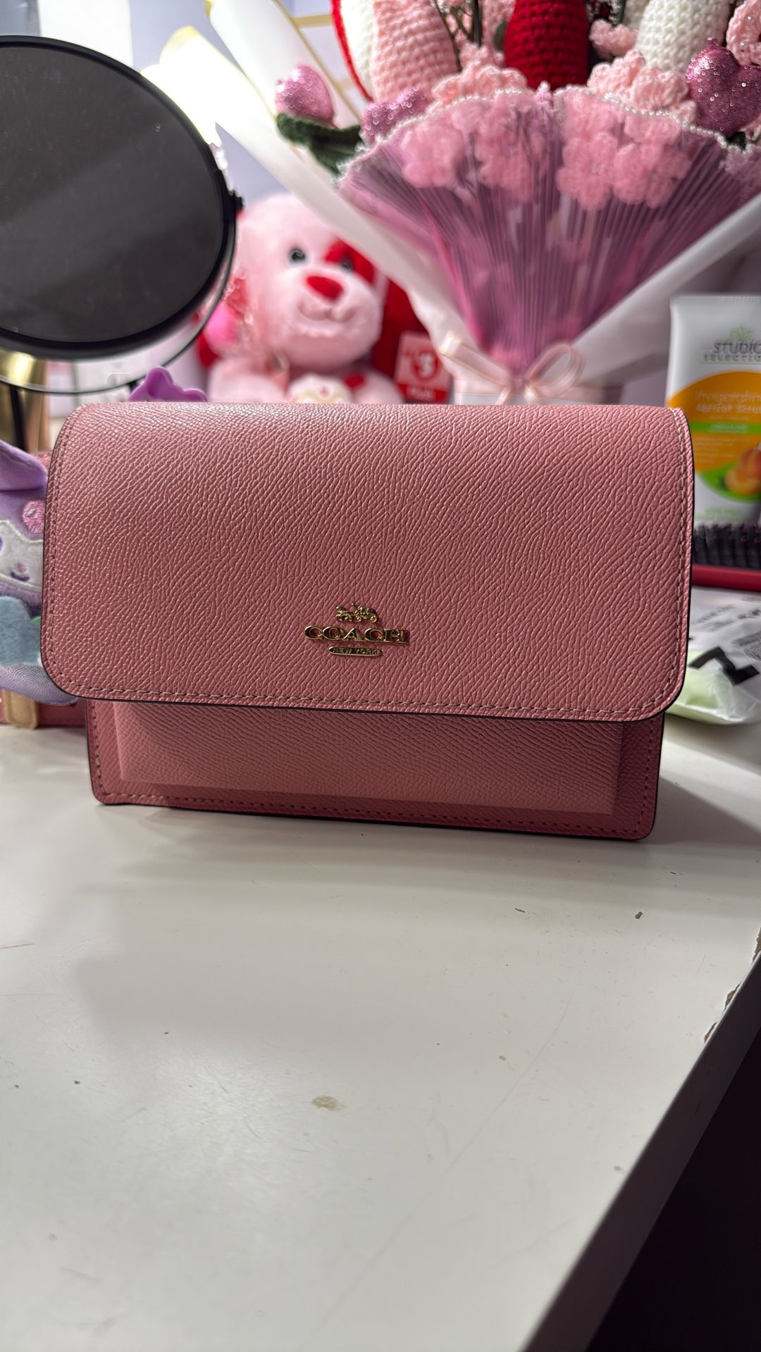 small pink coach purse