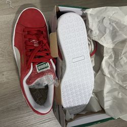 Red And White Suede Pumas