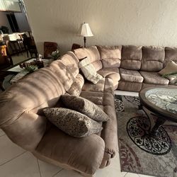 Reclining sectional & tables