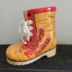 Vintage Enesco Ceramic Boot Bank Laced Shoe Rainy Day Savings Piggy Bank 874A