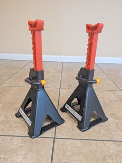 2 Ton (4,000 lb) Capacity Steel Jack Stands Adjustable, Black Orange - 2 Stands