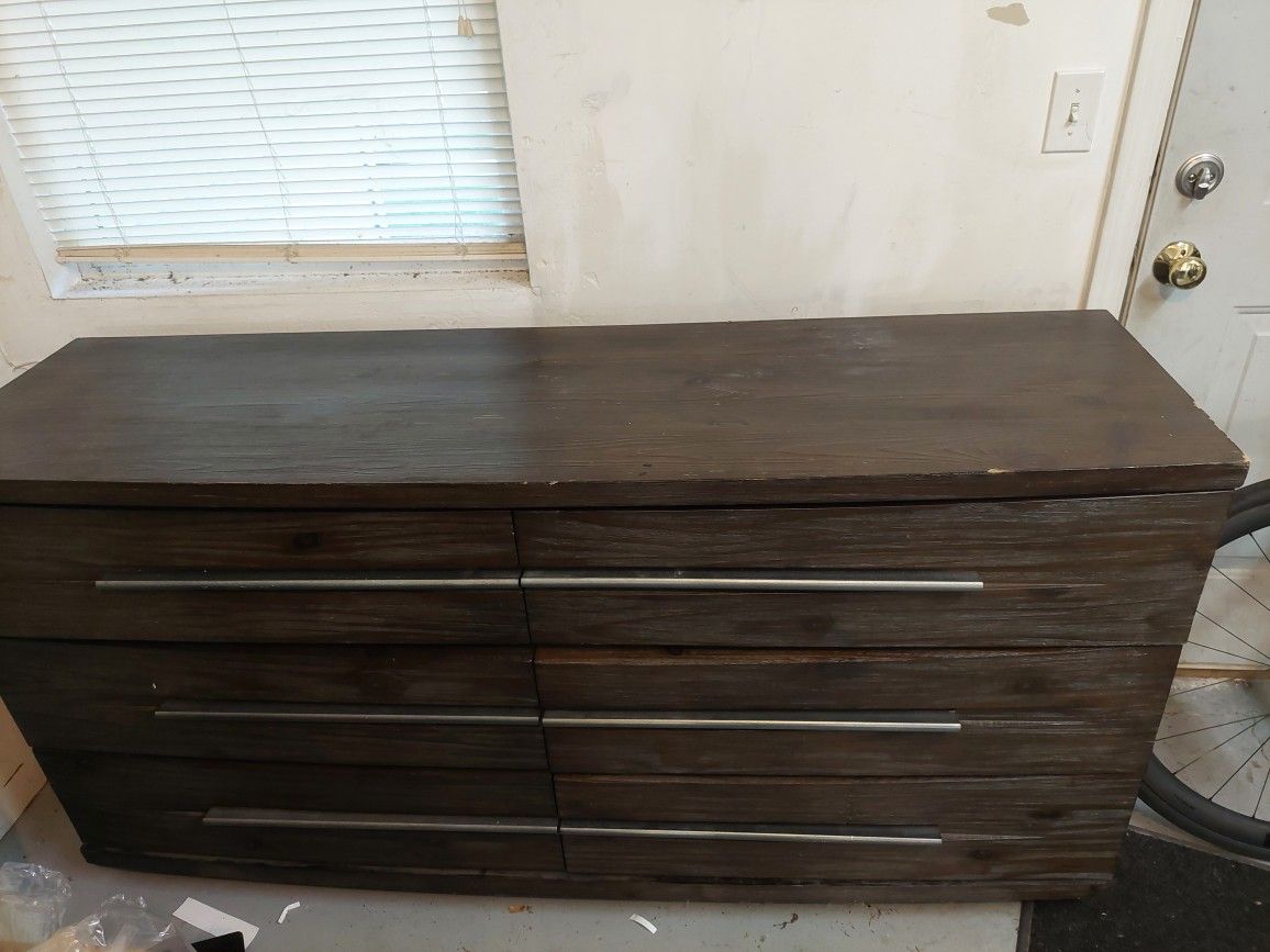 Bedroom Furniture Set of Bedframe + Box + 2 side lamp table + 2 table lamps + 6 drawer dresser+ Mirror