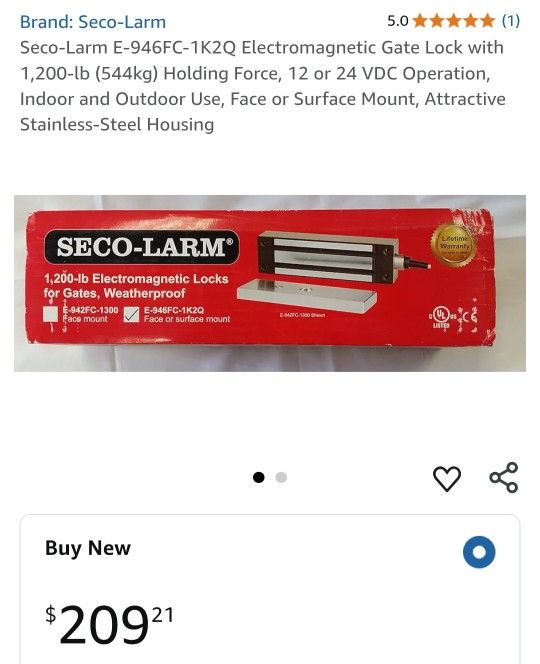 1200-lb Seco-larm Magnetic 🧲 Lock 🔐