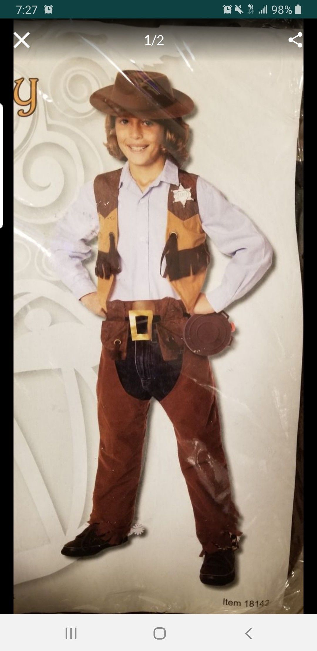 Halloween costume cowboy kit for child new