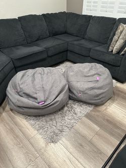 Two large, matching bean bag chairs