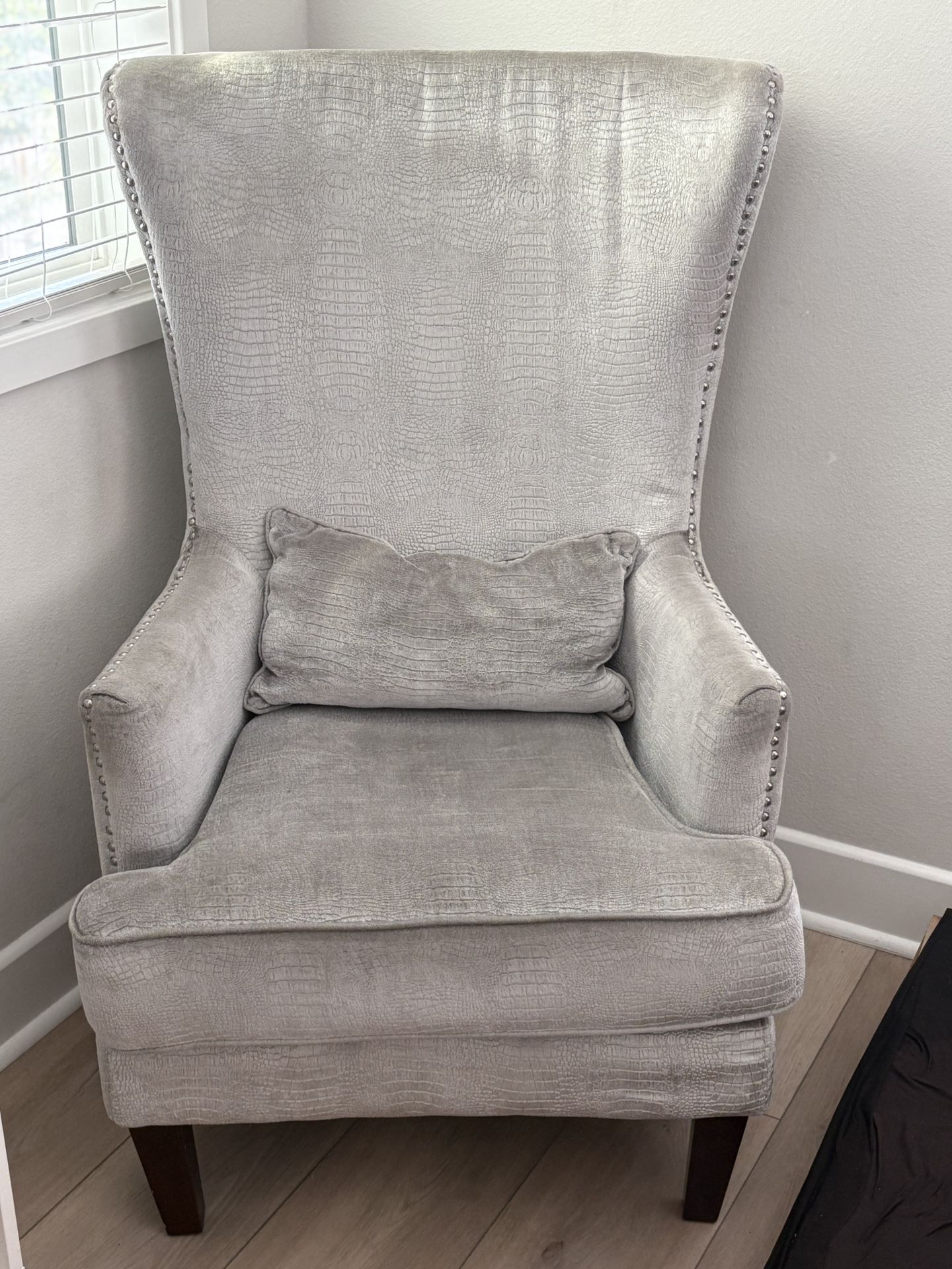 Beautiful Wing Back accent Chair Grey/Silver