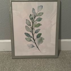 Water Color Picture. 21 1/2” x 17 1/2”. Grey Wood Frame