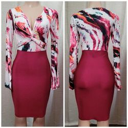 Fashion Midi Dress New Size S, L Available Strech Material, Skirt Part Bandage Material. 
