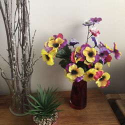 vases with plants, flowers and decor, all for $10