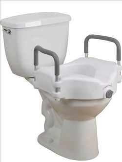 Drive Medical 2-in-1 Raised Toilet Seat with Padded Arms – Like New – $30