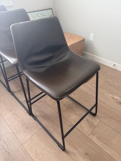 Brown Faux Leather Counter Stools