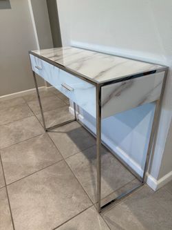 Entryway Table Faux Marble w/ Drawers