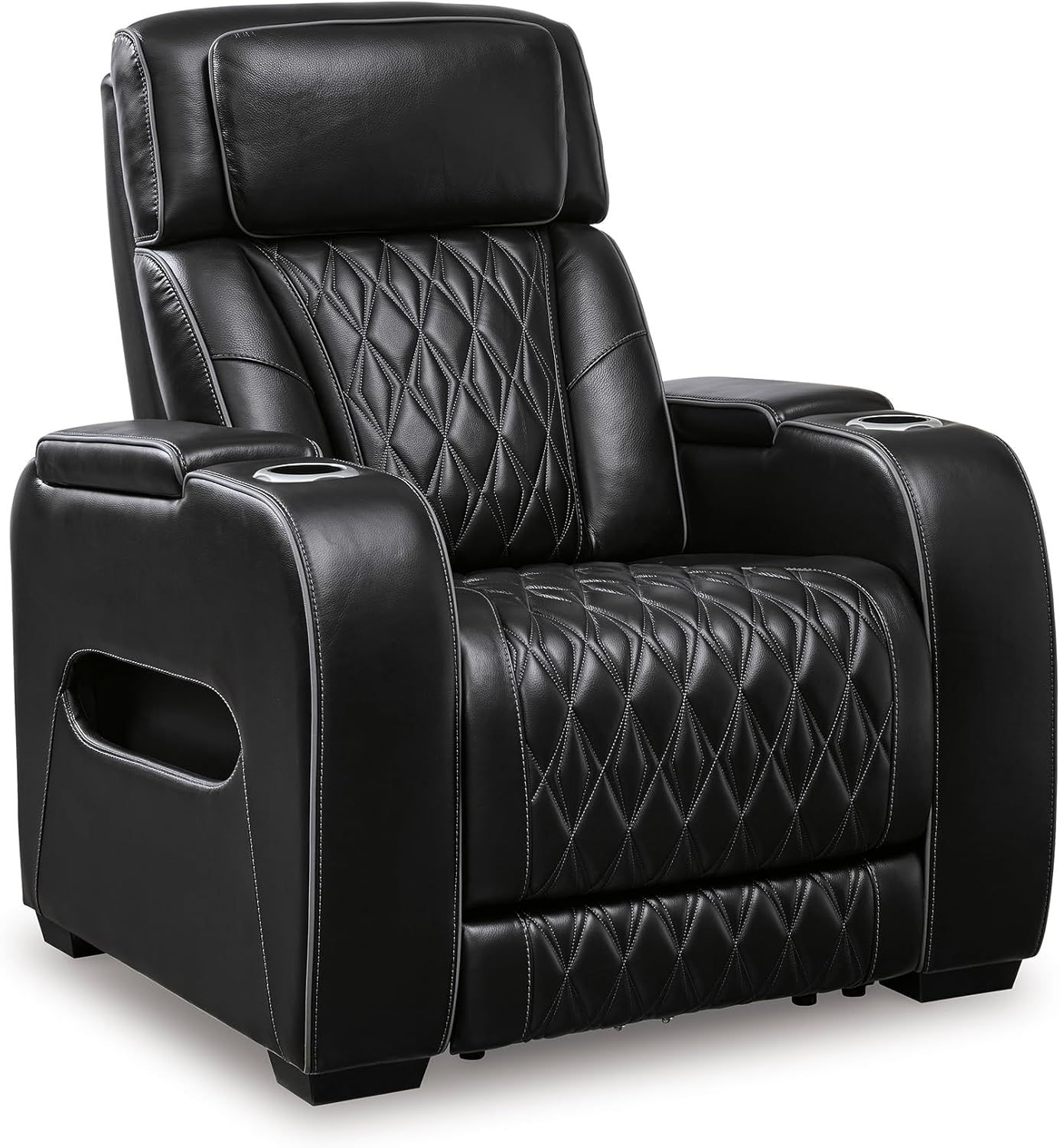 Signature Design by Ashley Boyington Contemporary Leather Match Power Recliner with Adjustable Headrest