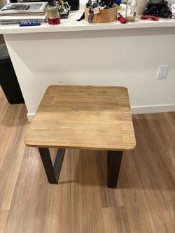 Wood Top Side Table with Metal Legs