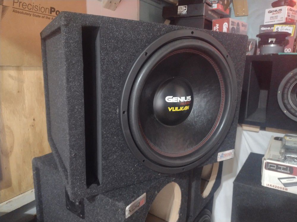 New 15" Genius Audio 1000w Max Power Subwoofer+ New Ported Box 