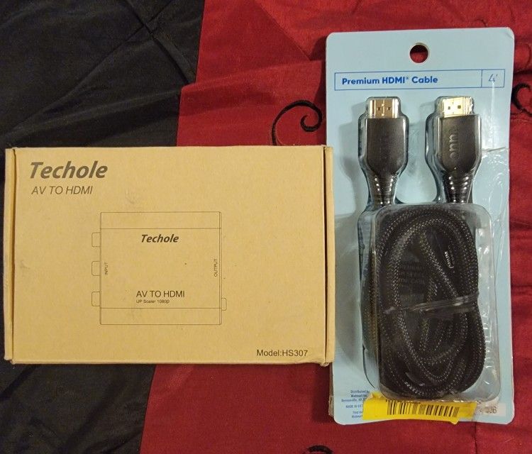 Techole AV TO HDMI + 4' HDMI Cable/New