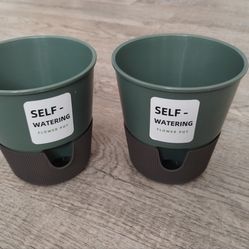 Two 5 inch Flower Pots with Saucers