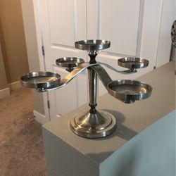 Silver Colored Metal Candle Holder