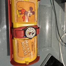 Vintage Swiss Bradley Red Glove Mickey Mouse Mechanical Watch