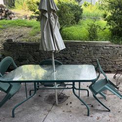 Patio Table With Chairs and Umbrella 