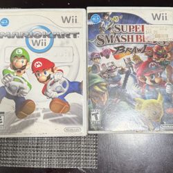 2  Nintendo Wi Games, Mario Kart & Super Smash Bros 