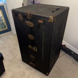 Antique Meyers Metal Wardrobe Chest