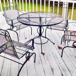 Patio Glass Table and 4 Chairs