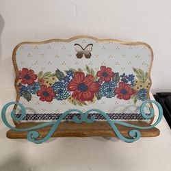 Pioneer Woman Dazzling Dahlias Wooden Cookbook Stand