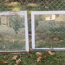 Windows 2 old rough shape 27x27wooden windows glass is good 24x24