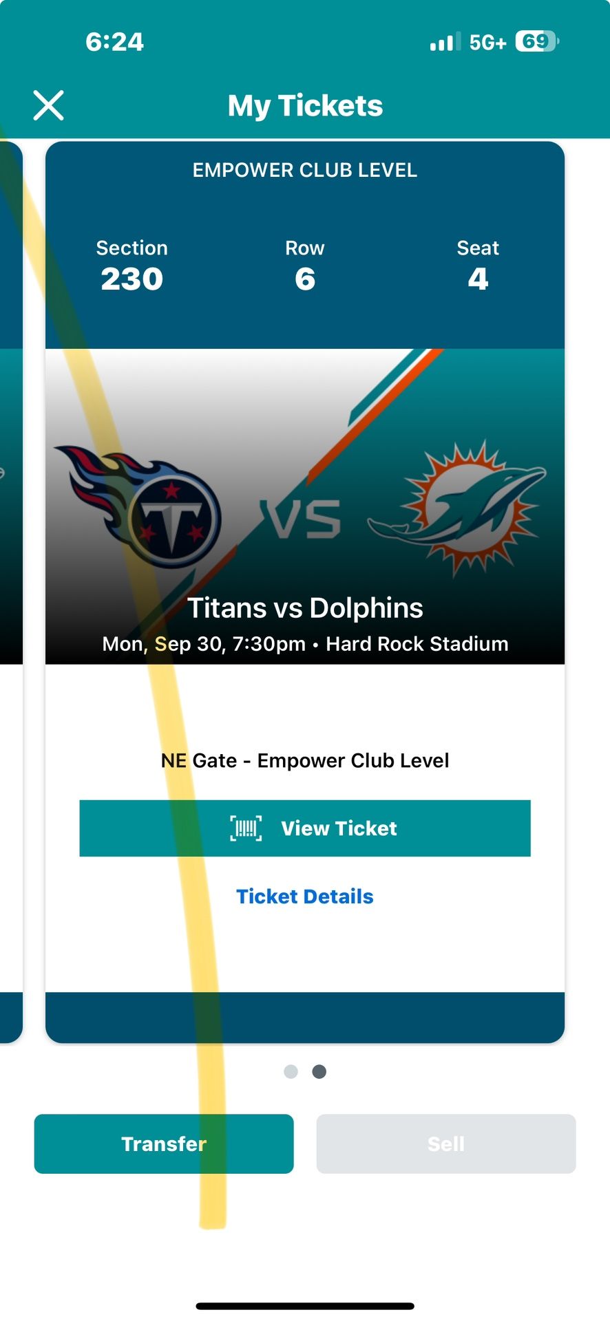 2 Monday Football Tickets 