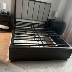 Queen size bedframe and night stand set