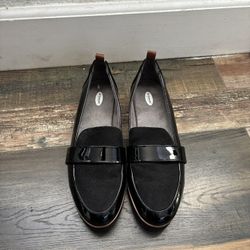 Black Patent And Suede Loafers