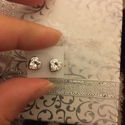 Real Silver Small Stud Earrings Heart ❤️$17