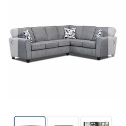 Gray Sectional Sofa Couch With Ottoman