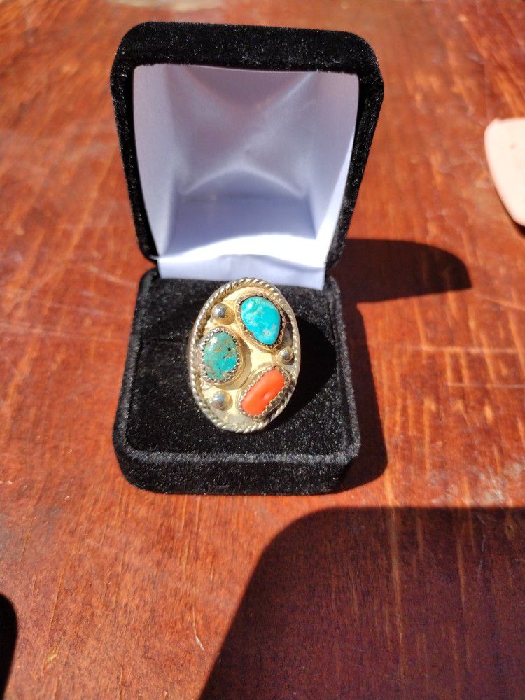 Vintage Solid Silver Rings W/ Turquoise 