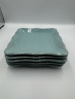 SOUTHERN LIVING GALLERY plates PACIFIC BLUE square  SALAD/DESSERT  7.5" X 5