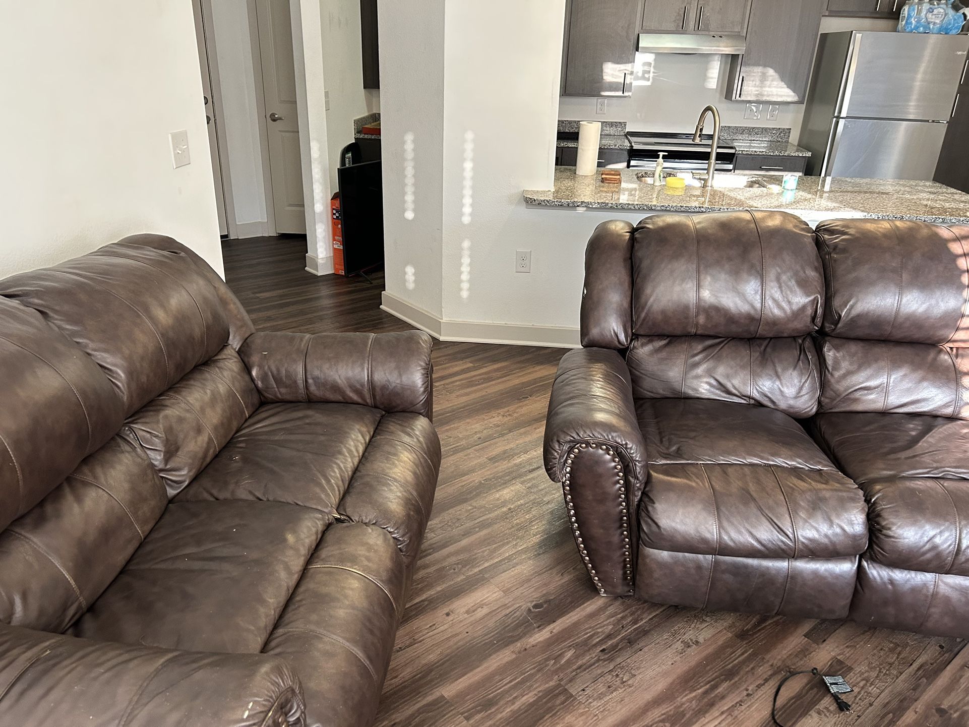Outdoor/Indoor Leather Couch Set - Used